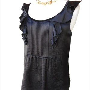 EMPORIO ARMANI Jet Black Silk Sleeveless Blouse sz 8